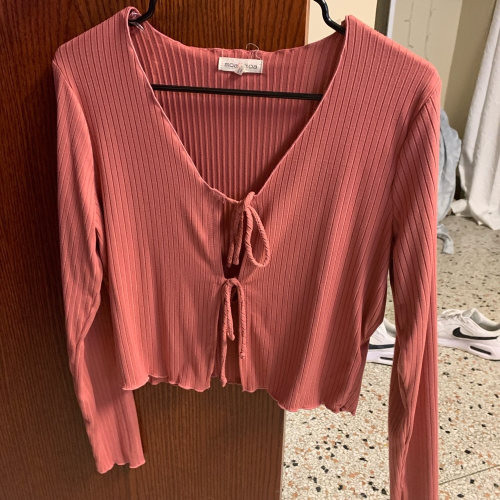 Pinkish salmon long sleeve top